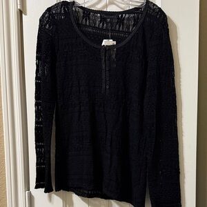 Sanctuary Black Lace Long Sleeve Blouse NWT